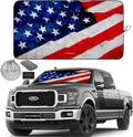Autoamerics 1-Piece Windshield Sun Shade Grunge American Flag - 4 USA  - Foldable Car Front Window Sunshade for Most Sedans SUV Truck - Blocks Max UV Rays and Keeps Your Vehicle Cool - X-Large