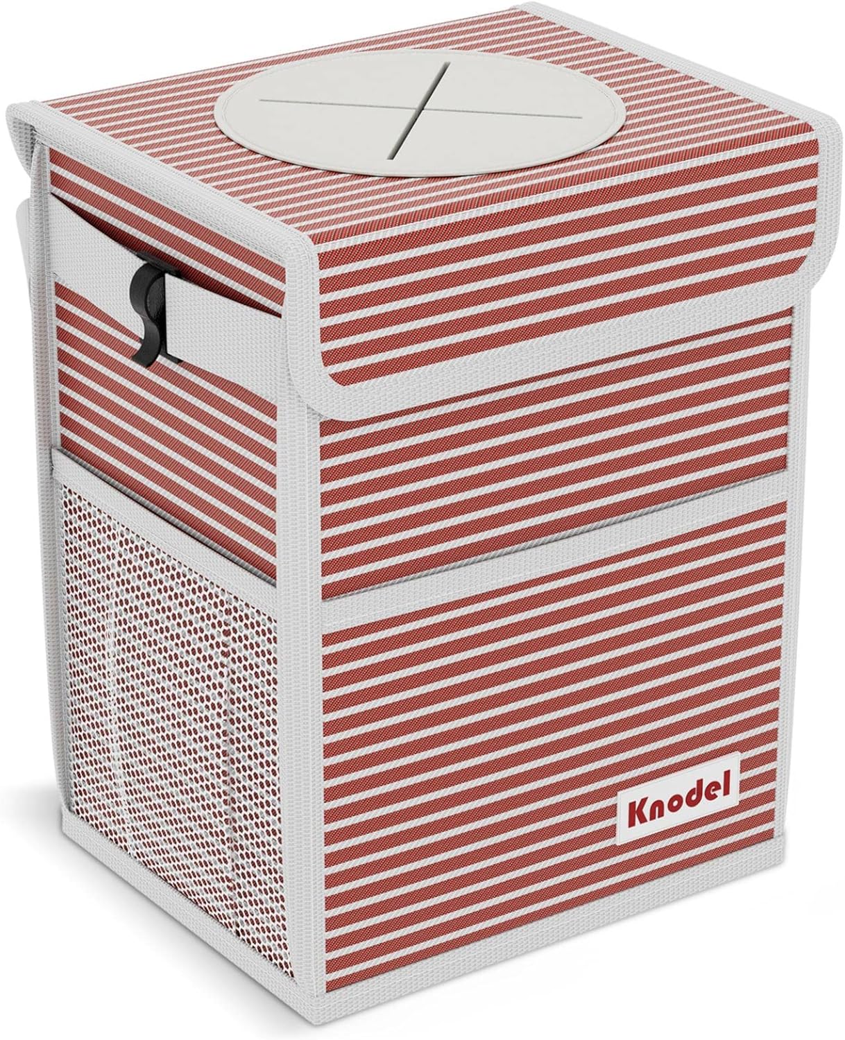 K KNODEL Car Trash Can, Waterproof Car Garbage Can, Car Trash Bag with Lid, Leak-Proof Car Trash Bin, Car Trash Hanging (Red, Medium)