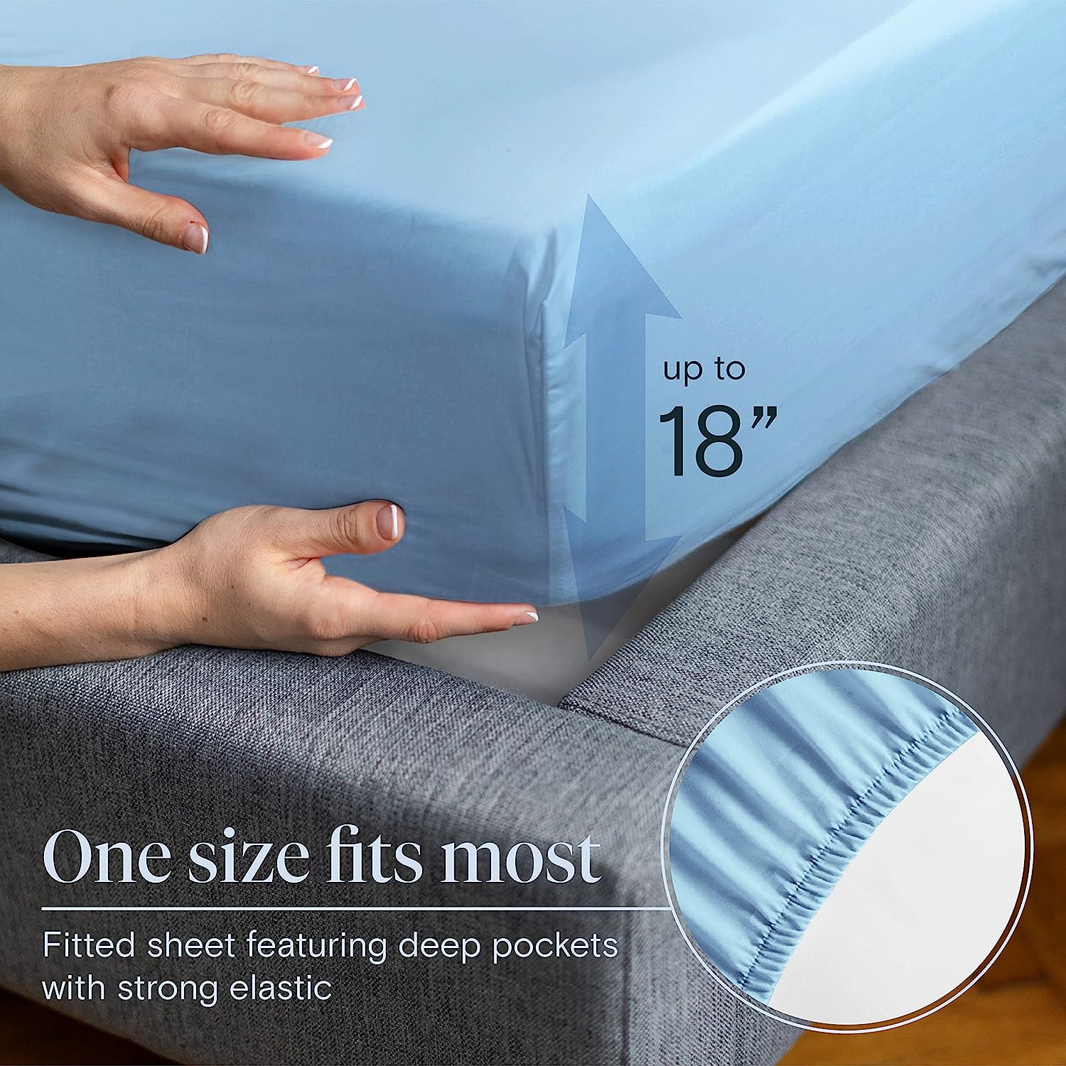 LuxClub 6 PC King Size Sheet Set Bamboo Sheets Deep Pockets 18" Eco Friendly Wrinkle Free Cooling Sheets Machine Washable Hotel Bedding Silky Soft - Sky King