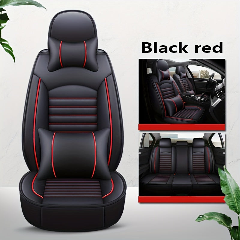 5-seat All-inclusive Car Seat Cover PU Leather Four Seasons Universal Car Seat Protector Compatible With Five-seat Car Pickup Truck SUV Off-road
