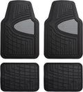 FH Group Automotive Floor Mats - Heavy-Duty Rubber Floor Mats for Cars, Universal Fit Full Set, Climaproof Floor Mats, Trimmable Floor Mats for Most Sedan, SUV, Truck Floor Mats Gray Black