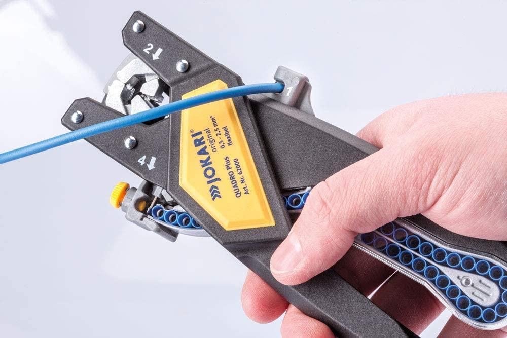JOKARI QUADRO PLUS Set (Part 62000) Ratcheting Multi-Function Tool for Cutting, Stripping, Twisting & Crimping Wire