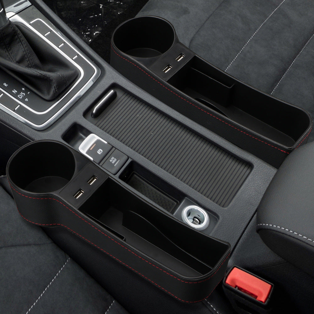 1PC Car StoraBox, Car Seat Gap Organizer Car Seat Clip Slot StoraBox Dual USB Charger Multifunctional Water Cup Holder StoraBox