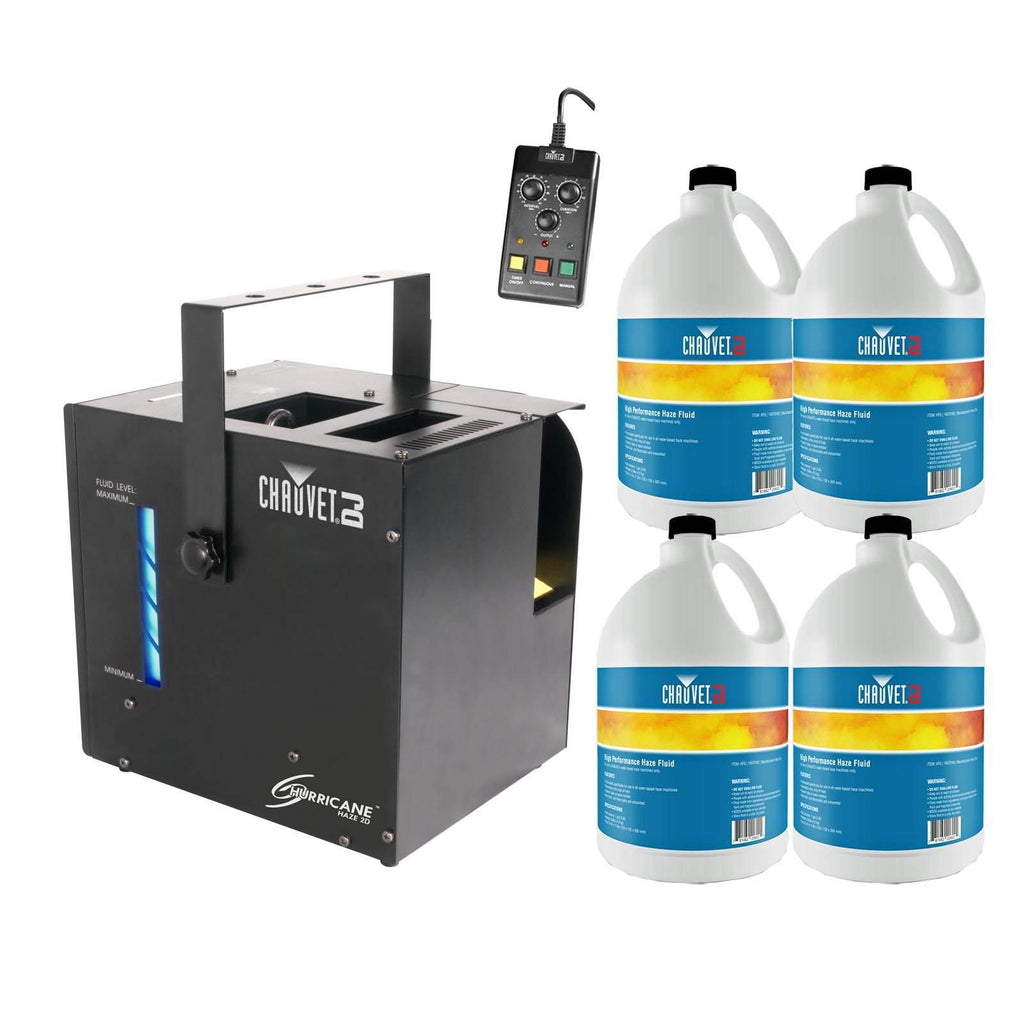 CHAUVET Hurricane Haze 2D Water-Based DJ Fog Machine w/Remote + 4 Pack Fluid