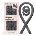 Kitsch Satin Heatless Curling Set - Hair Rollers for Heatless Curls | Heatless Hair Curlers &amp; Hot Rollers | Hair Curlers to Sleep in | Heatless Curling Rod Headband | Heatless Curler (Charcoal)