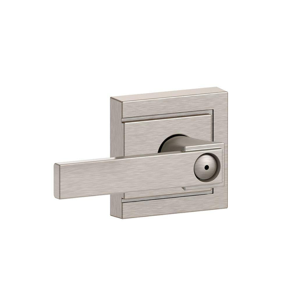 Northbrook Satin Nickel Privacy Bed/Bath Door Lever with Upland Trim