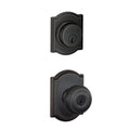 Camelot Aged Bronze Single Cylinder Deadbolt with Georgian Entry Door Knob Combo Pack