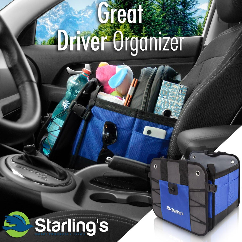 Starling's Car Trunk Organizer - Durable Storage SUV Cargo Organizer Adjustable, Blue