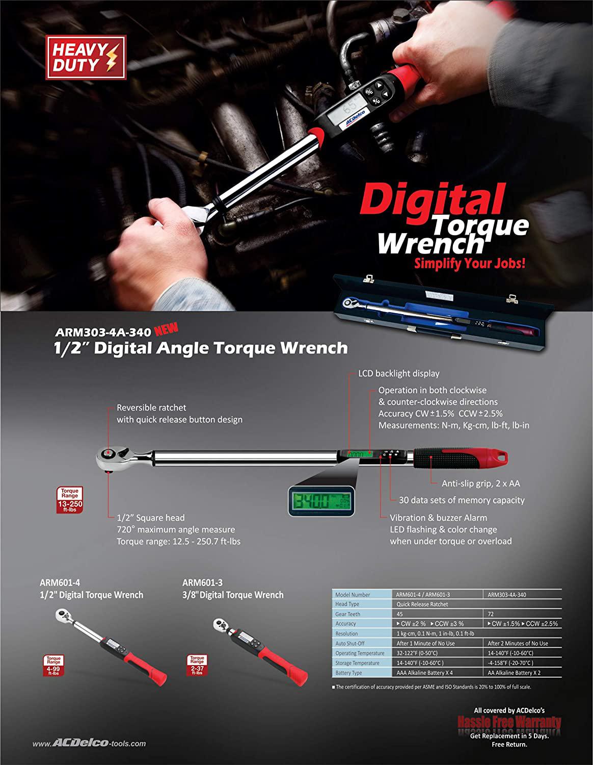 ACDelco Tools ARM327-3i 3/8" Interchangeable Digital Torque Wrench