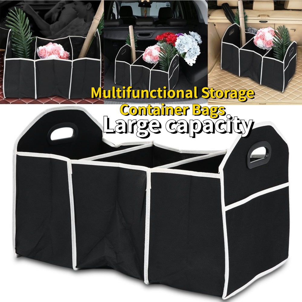 1pc Universal Car Trunk Organizer, Portable Foldable Waterproof Auto StoraBag With 3 Compartments, For SUV, Truck, Van, Sedan