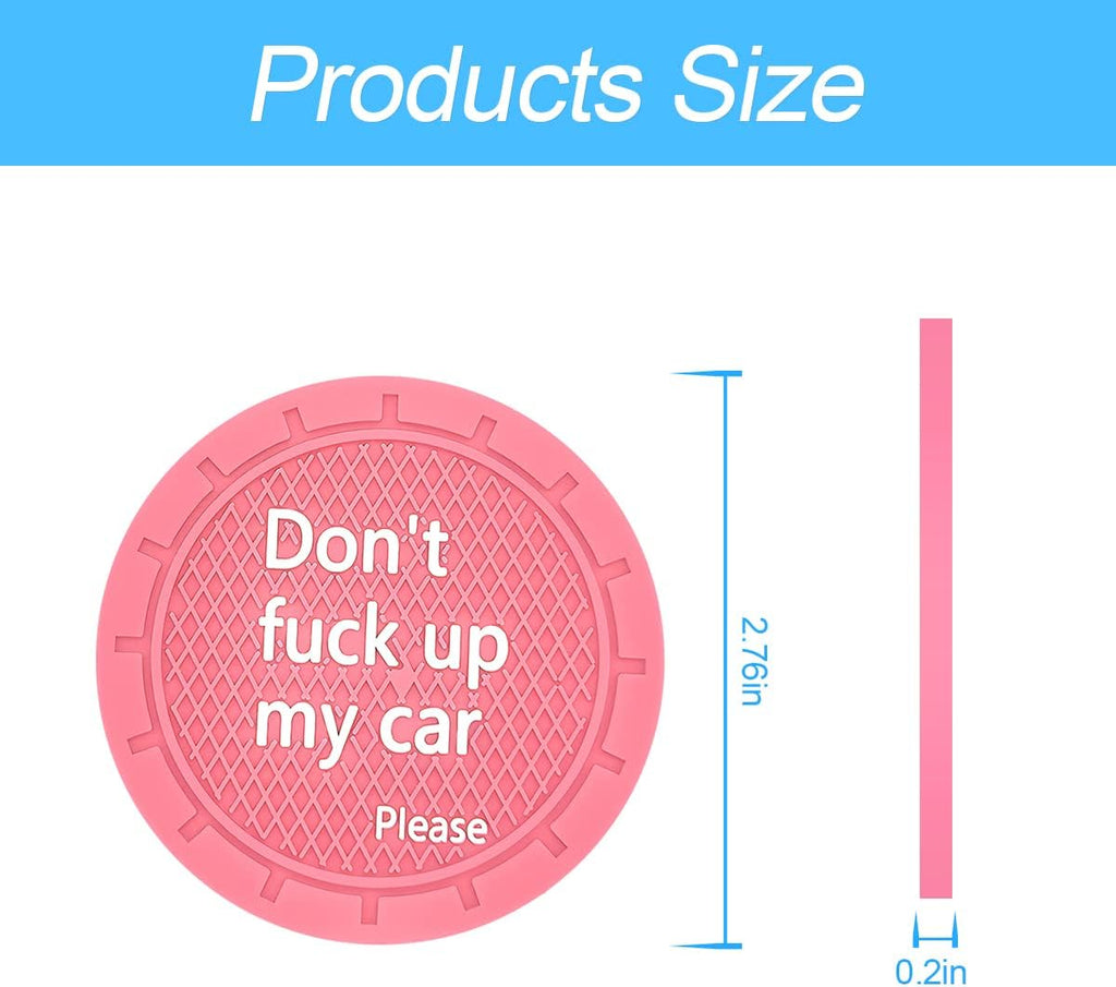 8sanlione Car Cup Coaster, 4Pcs 2.75 Inch Auto Cup Holder Insert Coasters, Non-Slip Waterproof Embedded Drink Mat, Automotive Interior Accessories for Men and Women (D Pink/4PCS)