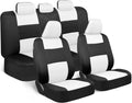 BDK PolyPro Car Seat Covers Full Set in White/Black – Front and Rear Split Bench Seat Protectors, Easy to Install, Interior Covers for Auto Truck Van SUV