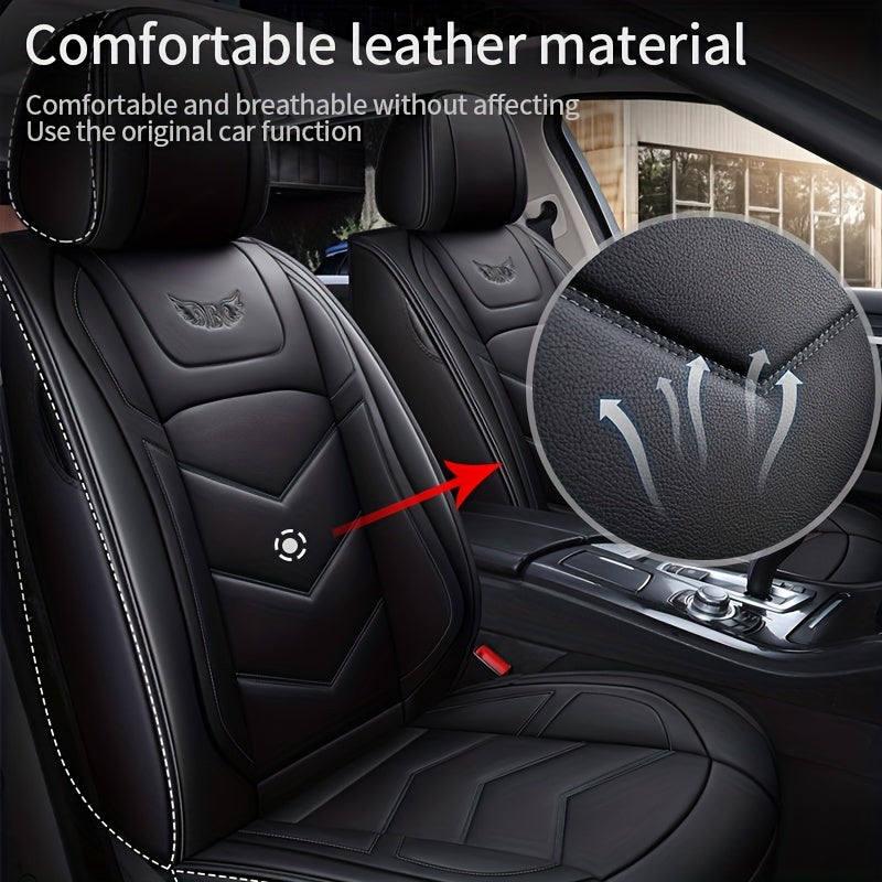 PU Leather Full Car Seat Covers Universal Fit Most Cars Four Seasons Car Seat Protector Waterproof Premium Textured Seat Cushion