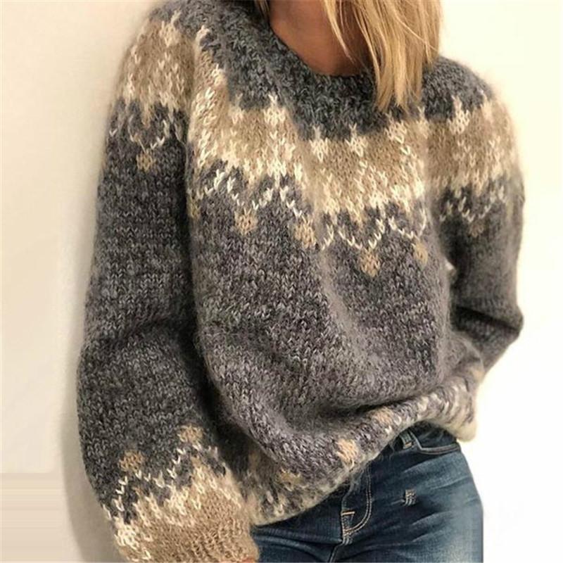 Women's Fashion Long Sleeve Round Neck Loose Sweater