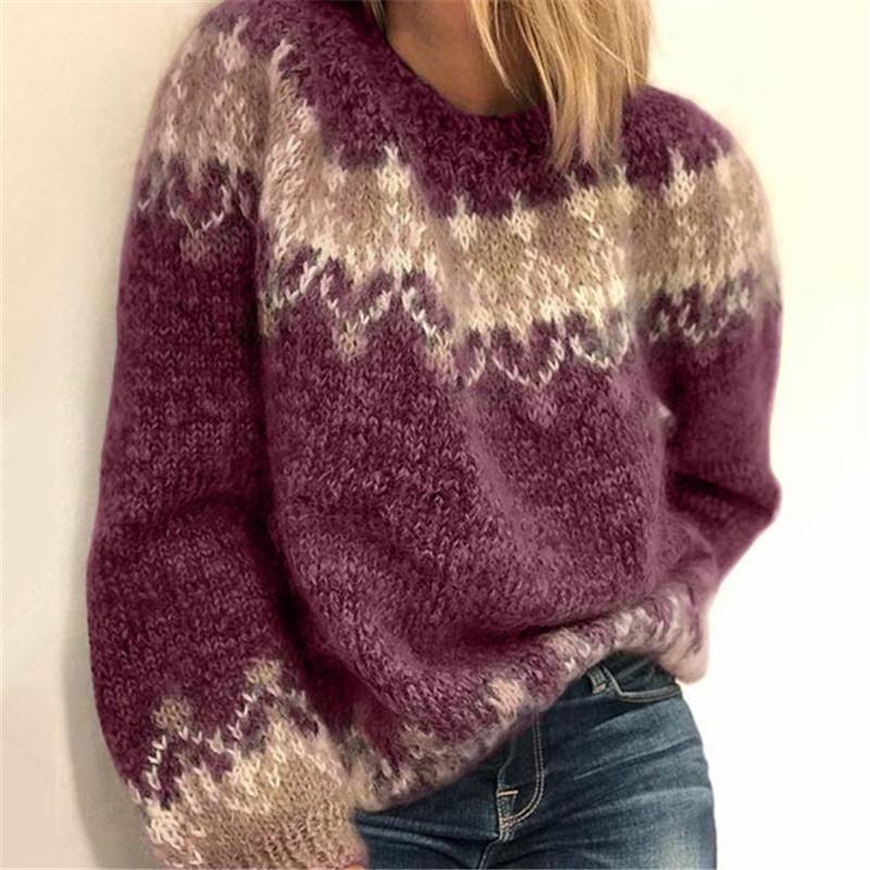 Women's Fashion Long Sleeve Round Neck Loose Sweater