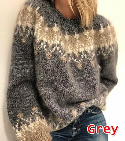 Women's Fashion Long Sleeve Round Neck Loose Sweater