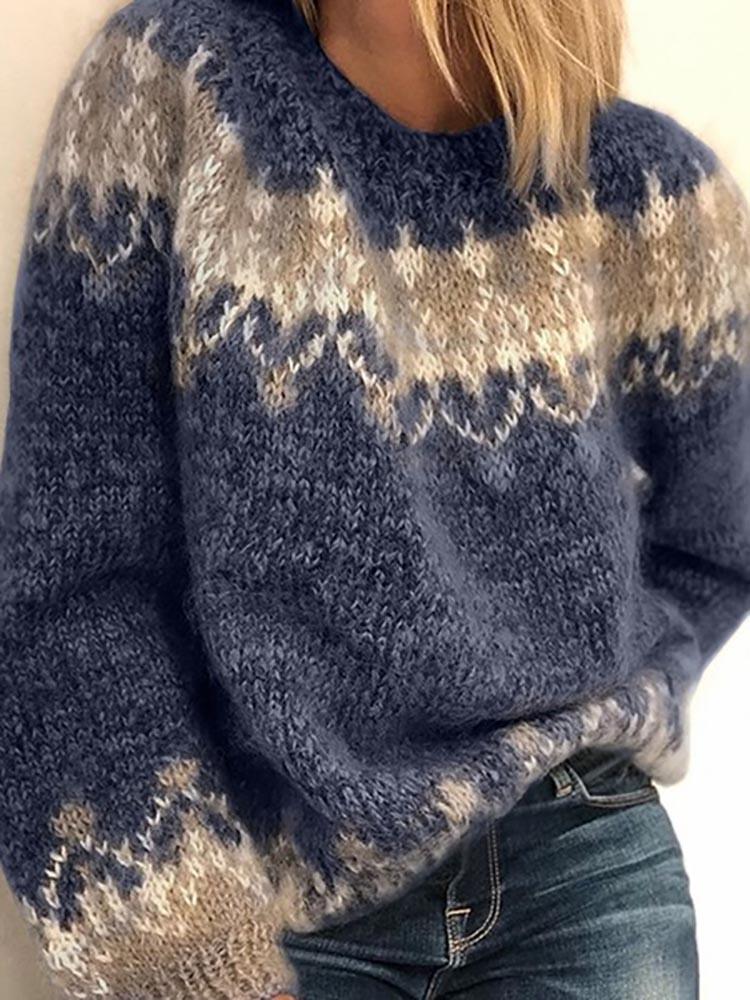 Women's Fashion Long Sleeve Round Neck Loose Sweater