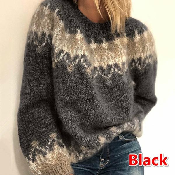 Women's Fashion Long Sleeve Round Neck Loose Sweater