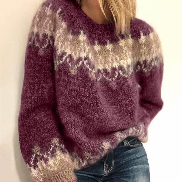 Women's Fashion Long Sleeve Round Neck Loose Sweater