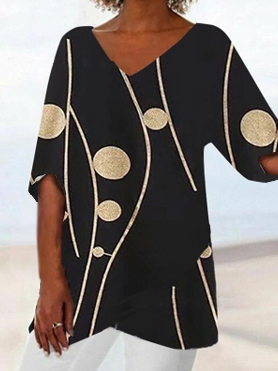 Casual Printed V-neck Shirt