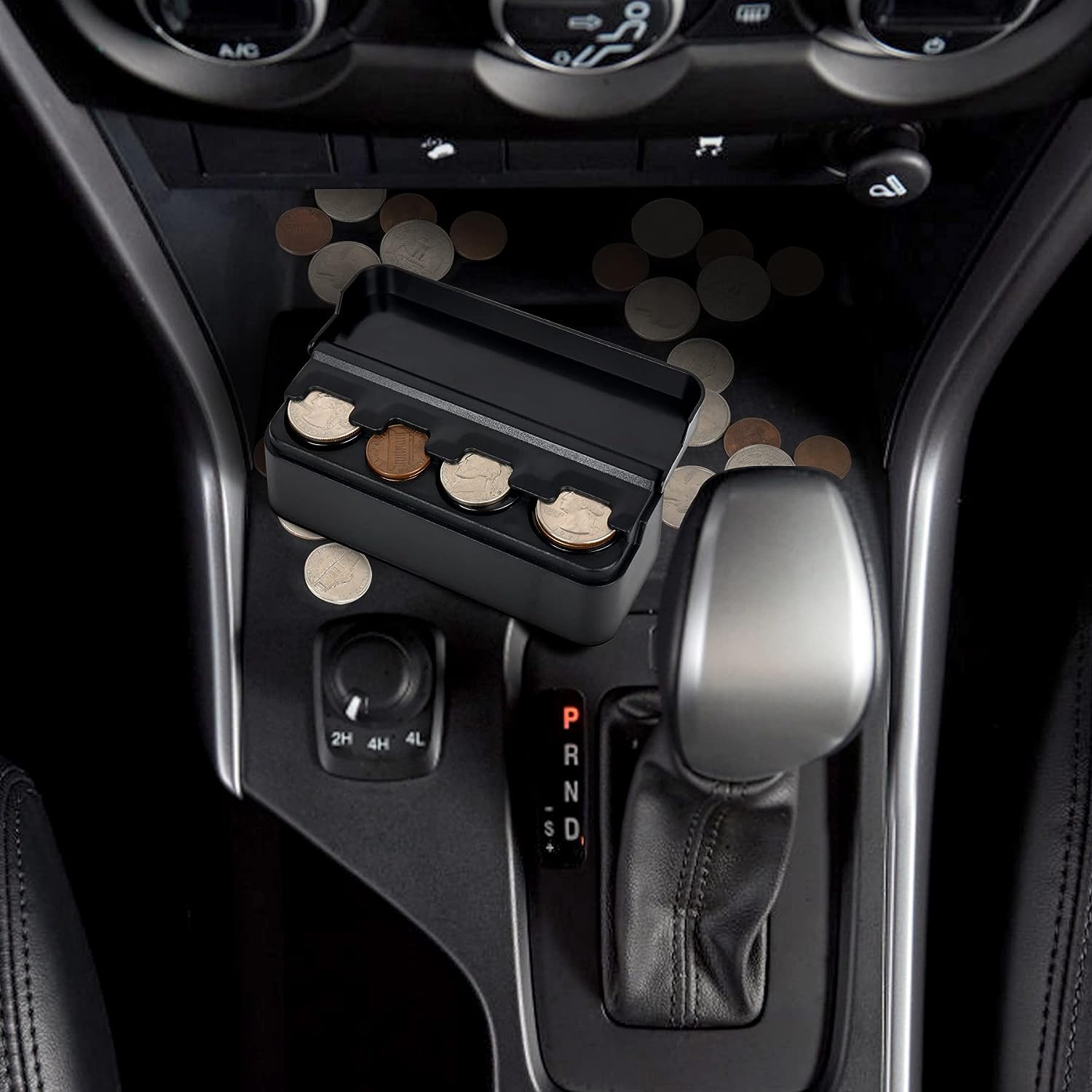SINGARO Coin Holder for Car, Universal Car Coin Change Organizer, Car Coin Holder Compatible with Coins of Different Sizes, Car Interior Accessories, Suitable for Most Cars, Trucks