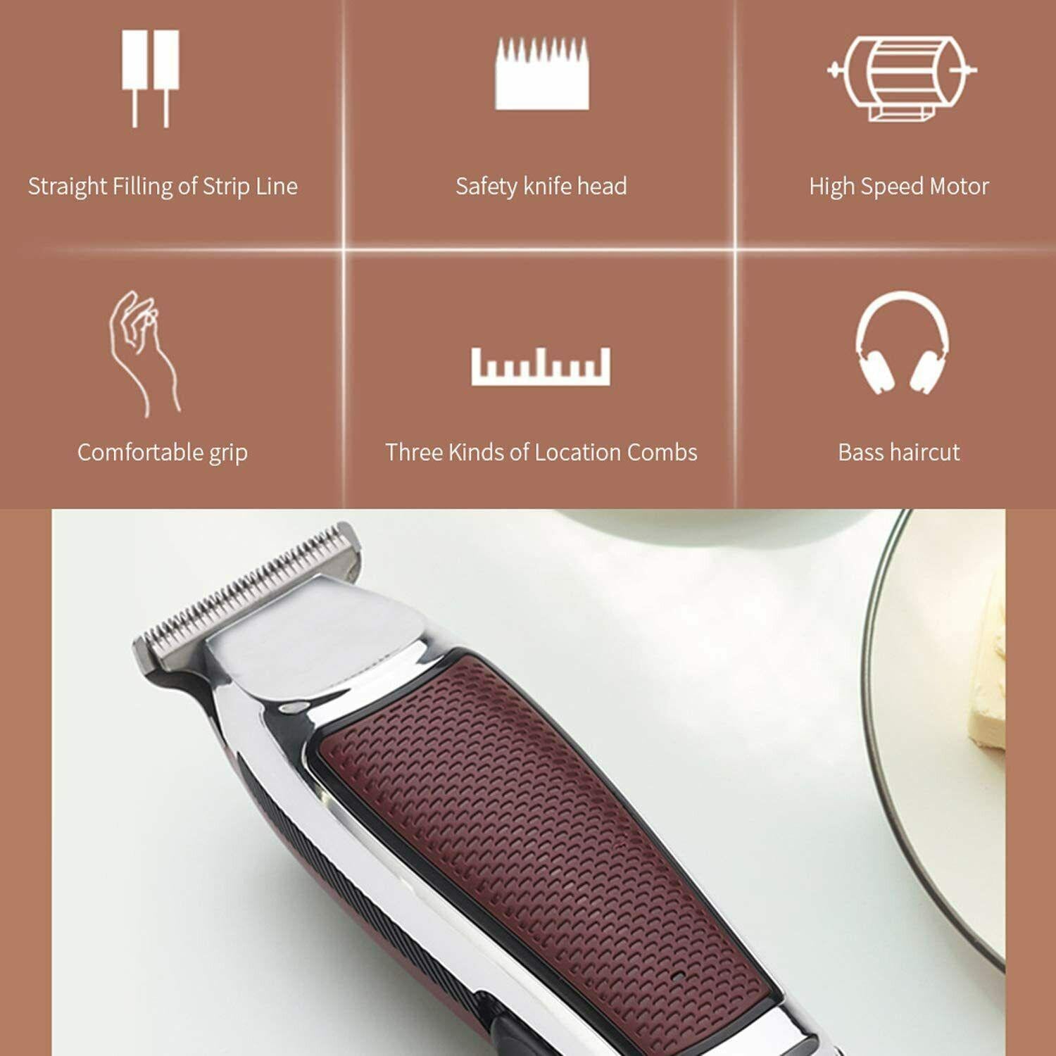 Trimmer Professional Mens Trimmer Of Beard Battery Rechargeable 3 Combs