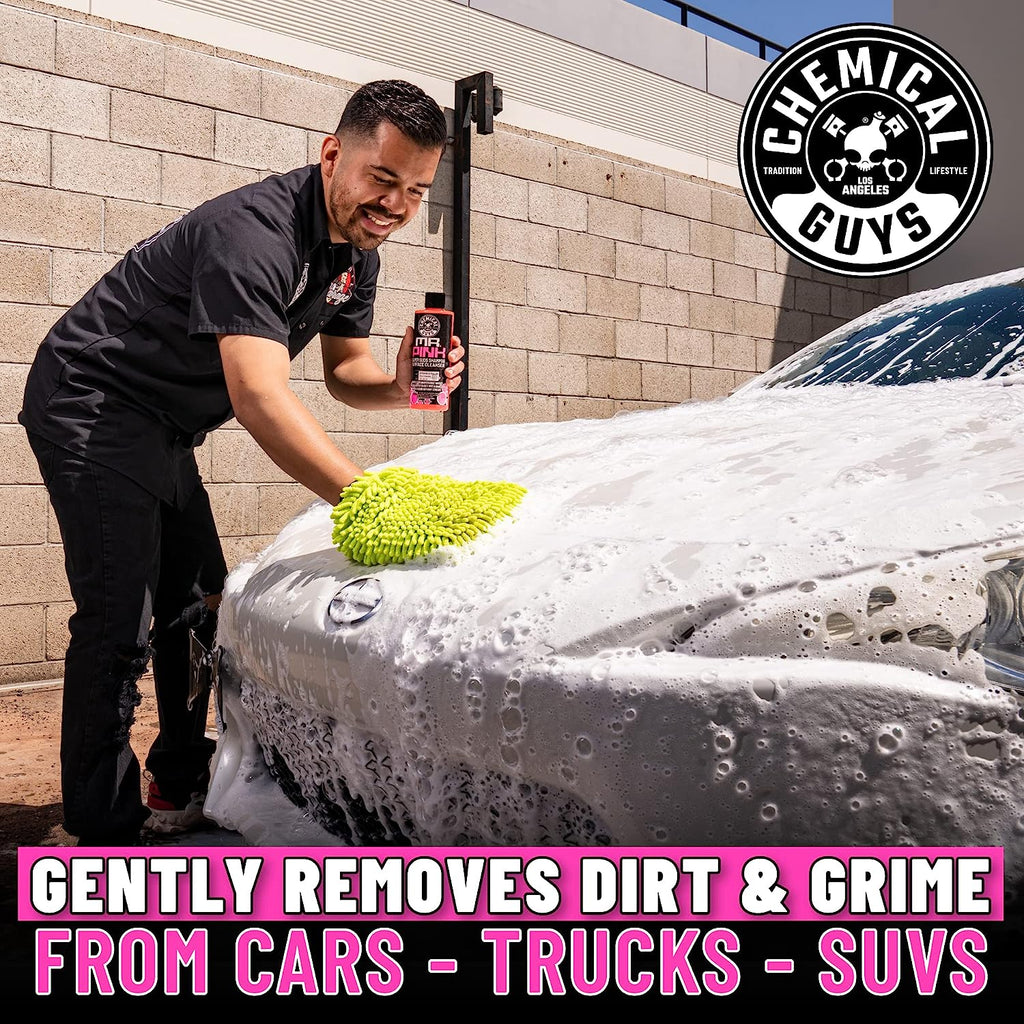 Chemical Guys CWS_402_64A Car Wash, Dry &amp; Shine Bundle - Mr. Pink Foaming Car Wash Soap, 64 oz (Half Gallon) + After Wash Gloss Boosting Drying Aid (16 oz) (2 Items) Works on Cars, Trucks, SUVs