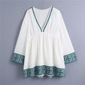 vintage patchwork puff sleeve loose embroidery blouse