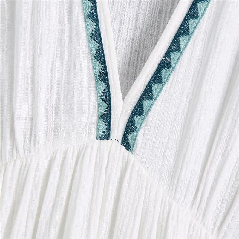 vintage patchwork puff sleeve loose embroidery blouse