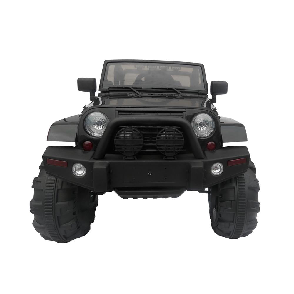 12V Power Kids Ride-On Car Truck with R/C Parental Remote + Rubber Wheels + Leather Seat + MP3 Music Player + LED Lights (Black)