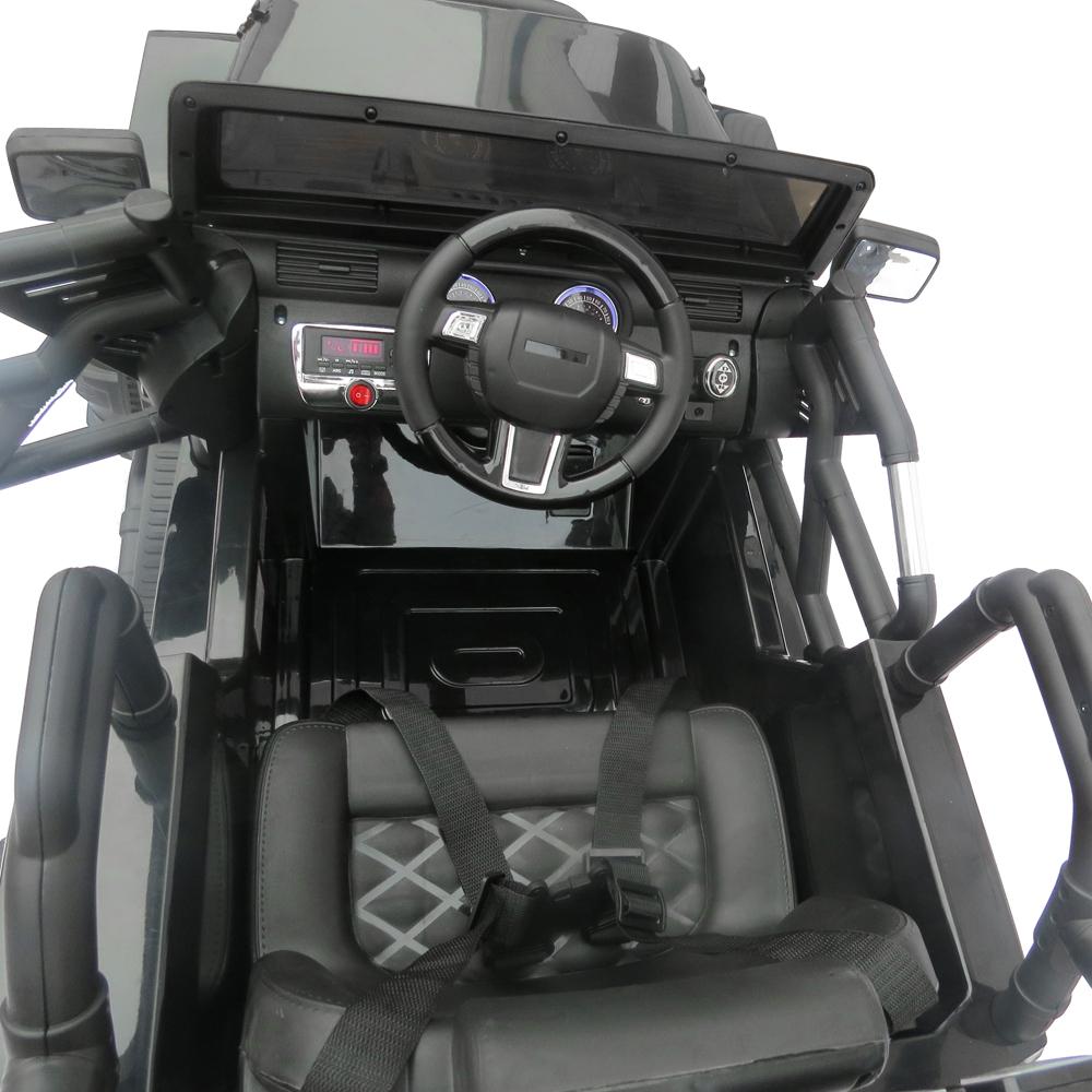 12V Power Kids Ride-On Car Truck with R/C Parental Remote + Rubber Wheels + Leather Seat + MP3 Music Player + LED Lights (Black)