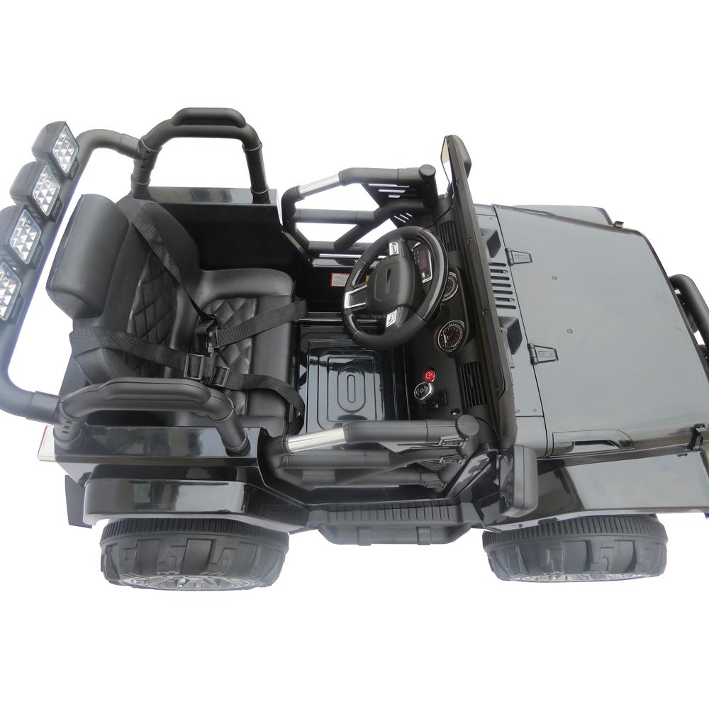 12V Power Kids Ride-On Car Truck with R/C Parental Remote + Rubber Wheels + Leather Seat + MP3 Music Player + LED Lights (Black)
