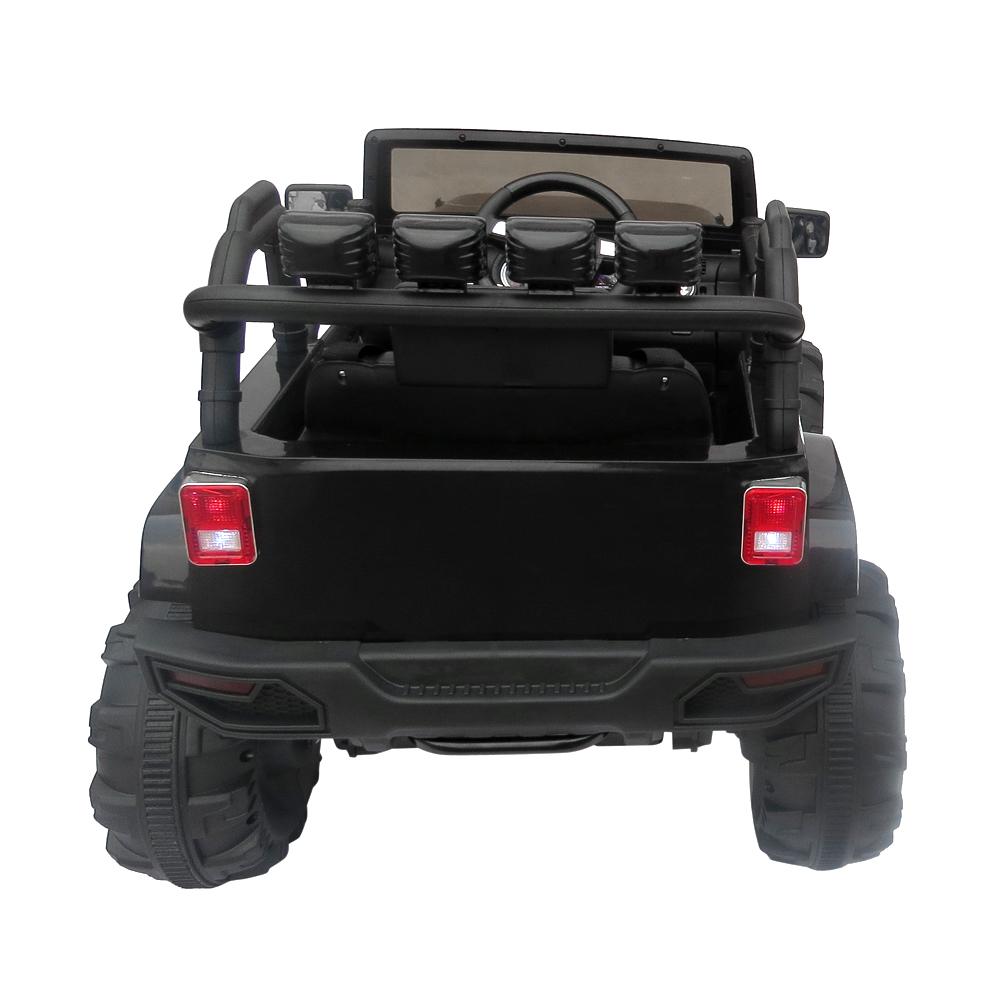 12V Power Kids Ride-On Car Truck with R/C Parental Remote + Rubber Wheels + Leather Seat + MP3 Music Player + LED Lights (Black)