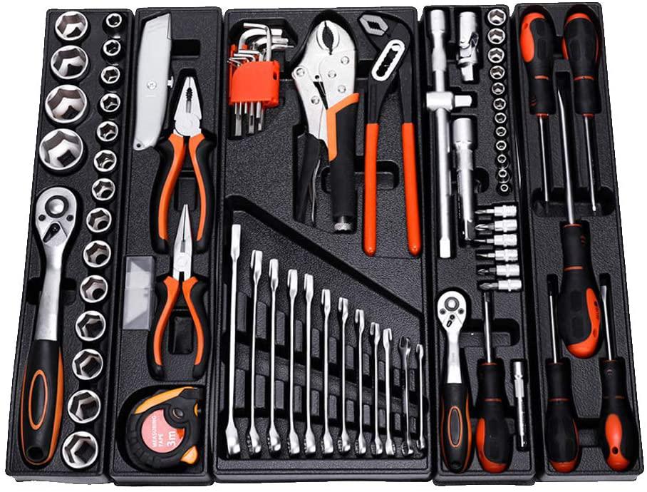 Auto/Home Repair Tool Kit Hand Household Repair Tools Set Set Includes – Socket Set, Wrench (Tool Kit for Home, Office, or Car)