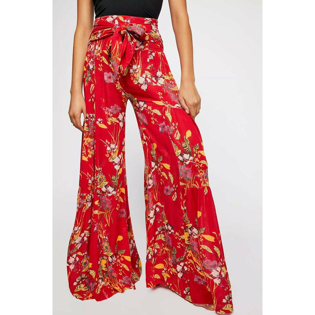 lace-up casual wide leg pants
