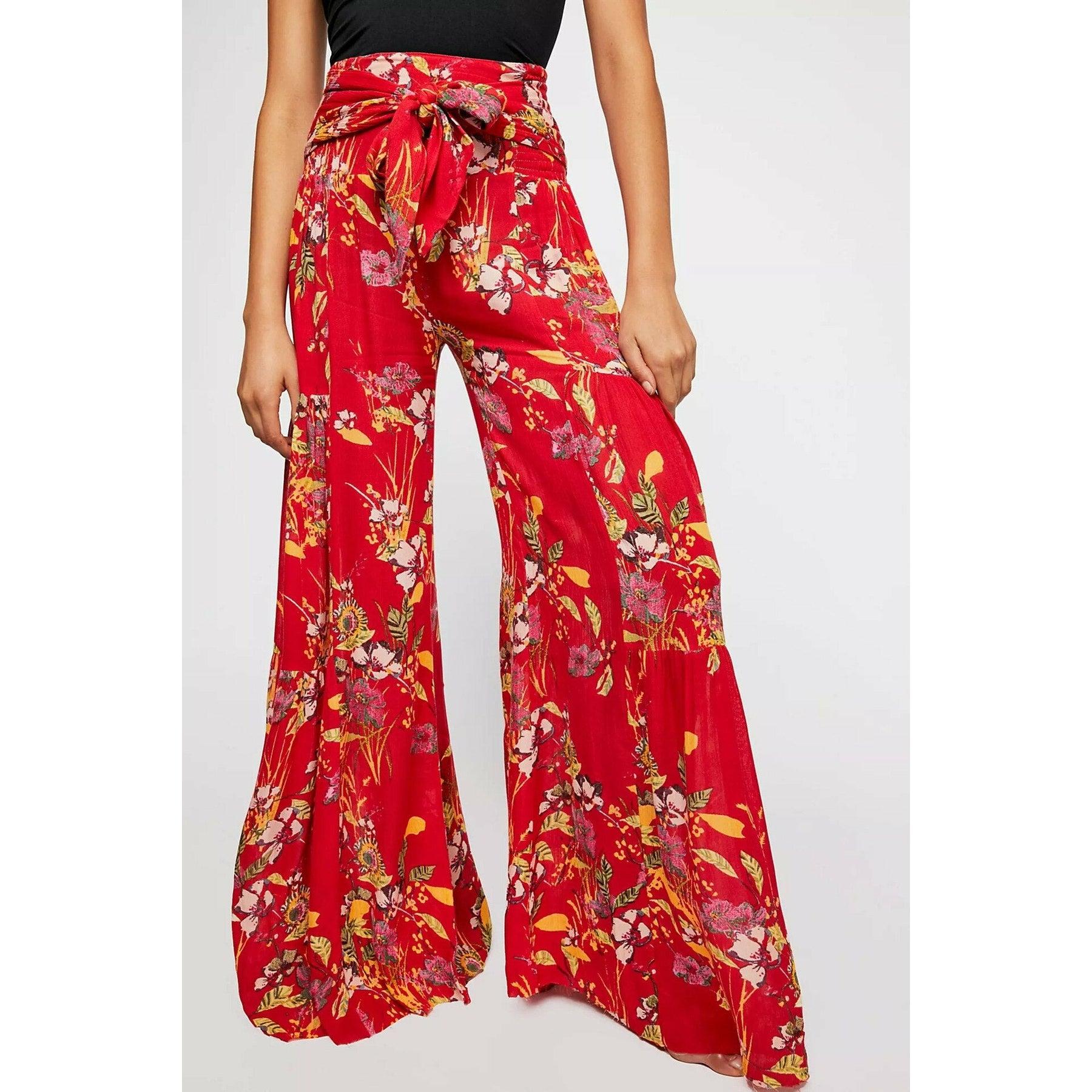 lace-up casual wide leg pants