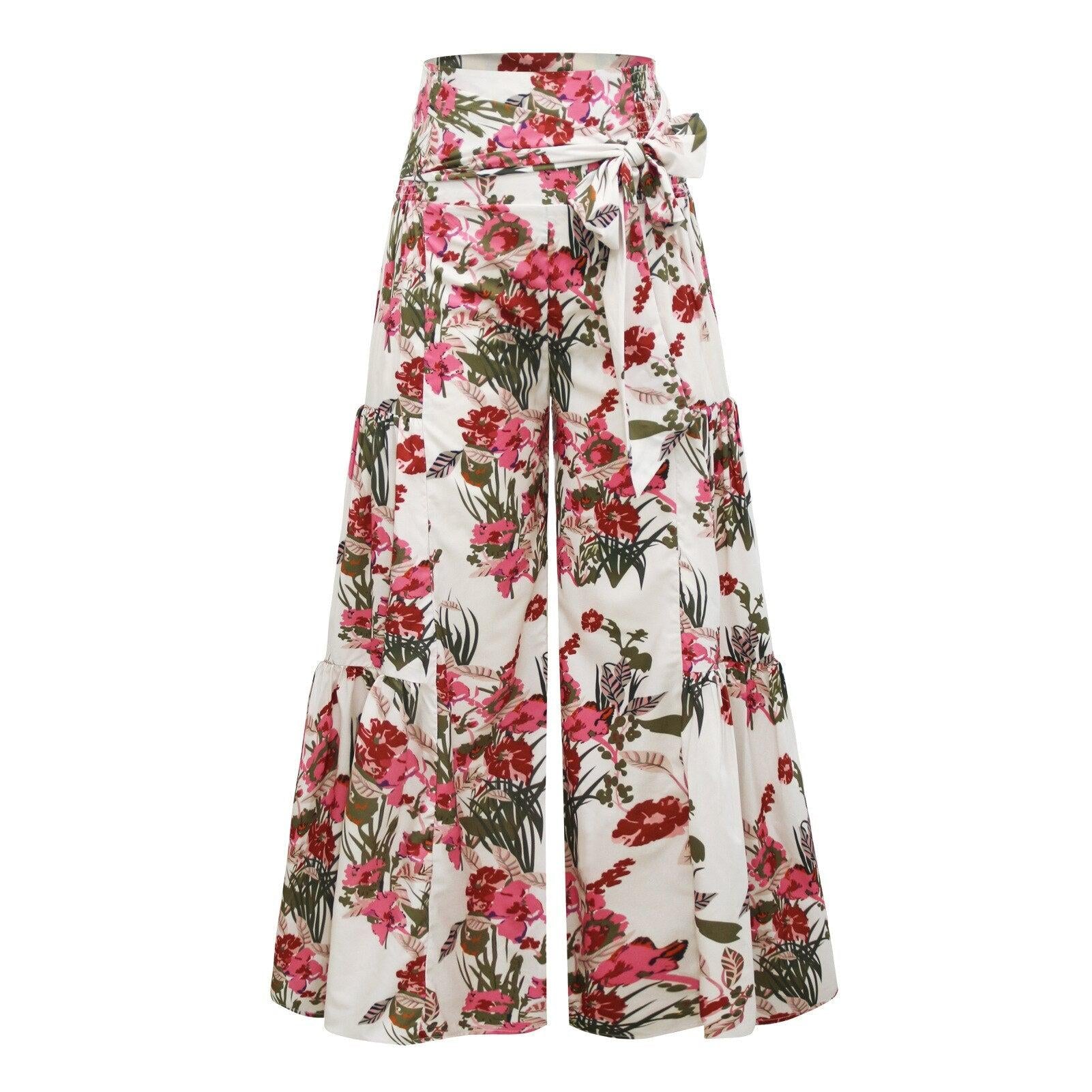 lace-up casual wide leg pants