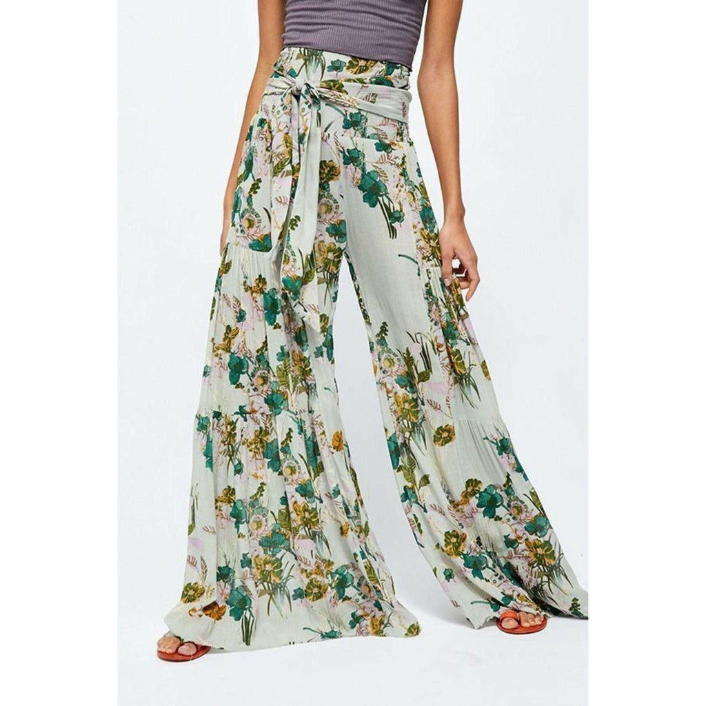 lace-up casual wide leg pants
