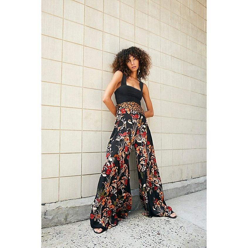 lace-up casual wide leg pants