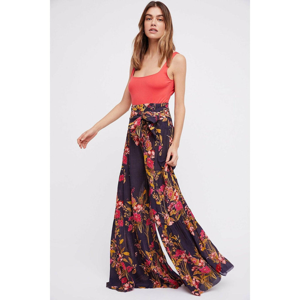 lace-up casual wide leg pants