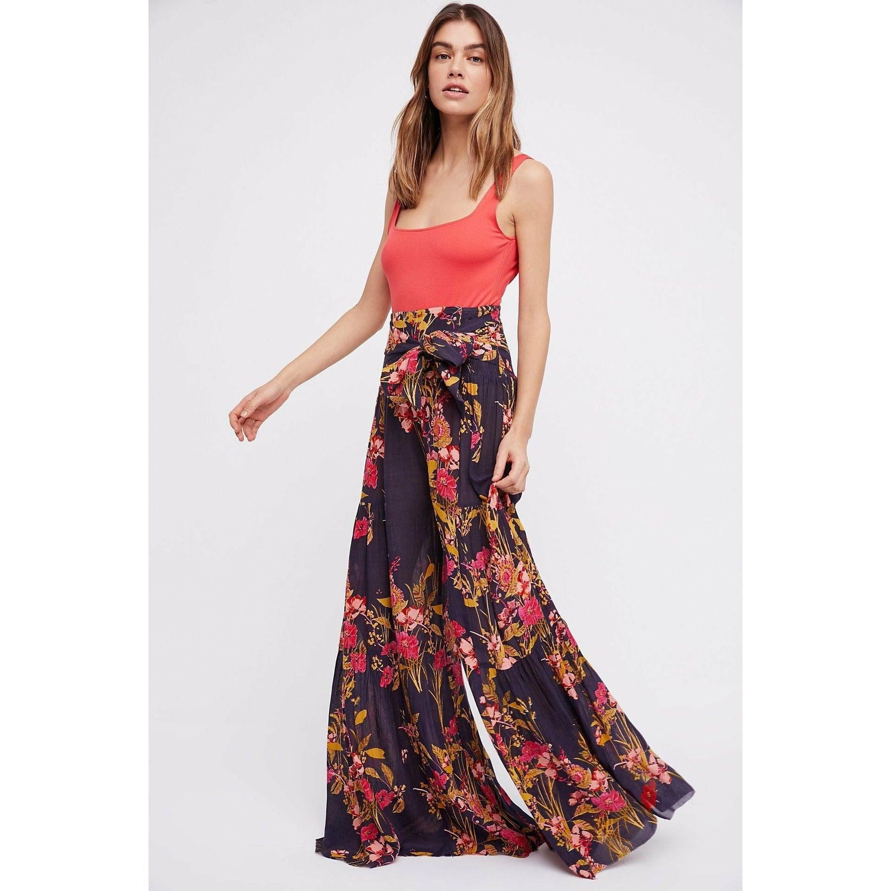 lace-up casual wide leg pants