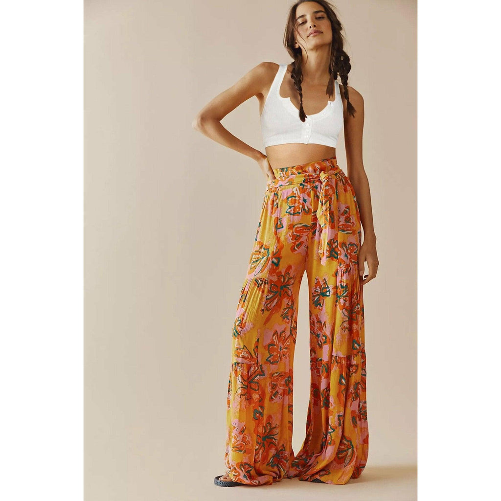 lace-up casual wide leg pants
