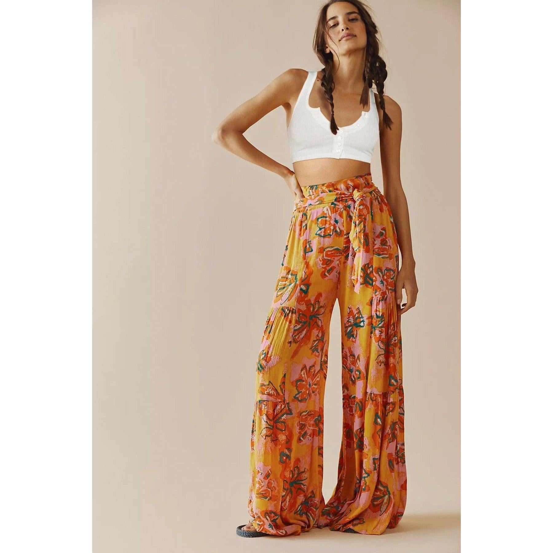 lace-up casual wide leg pants