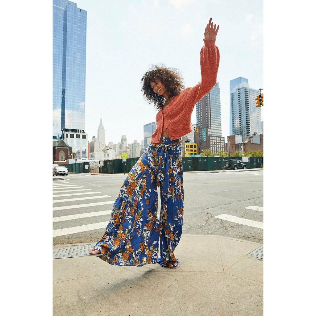 lace-up casual wide leg pants