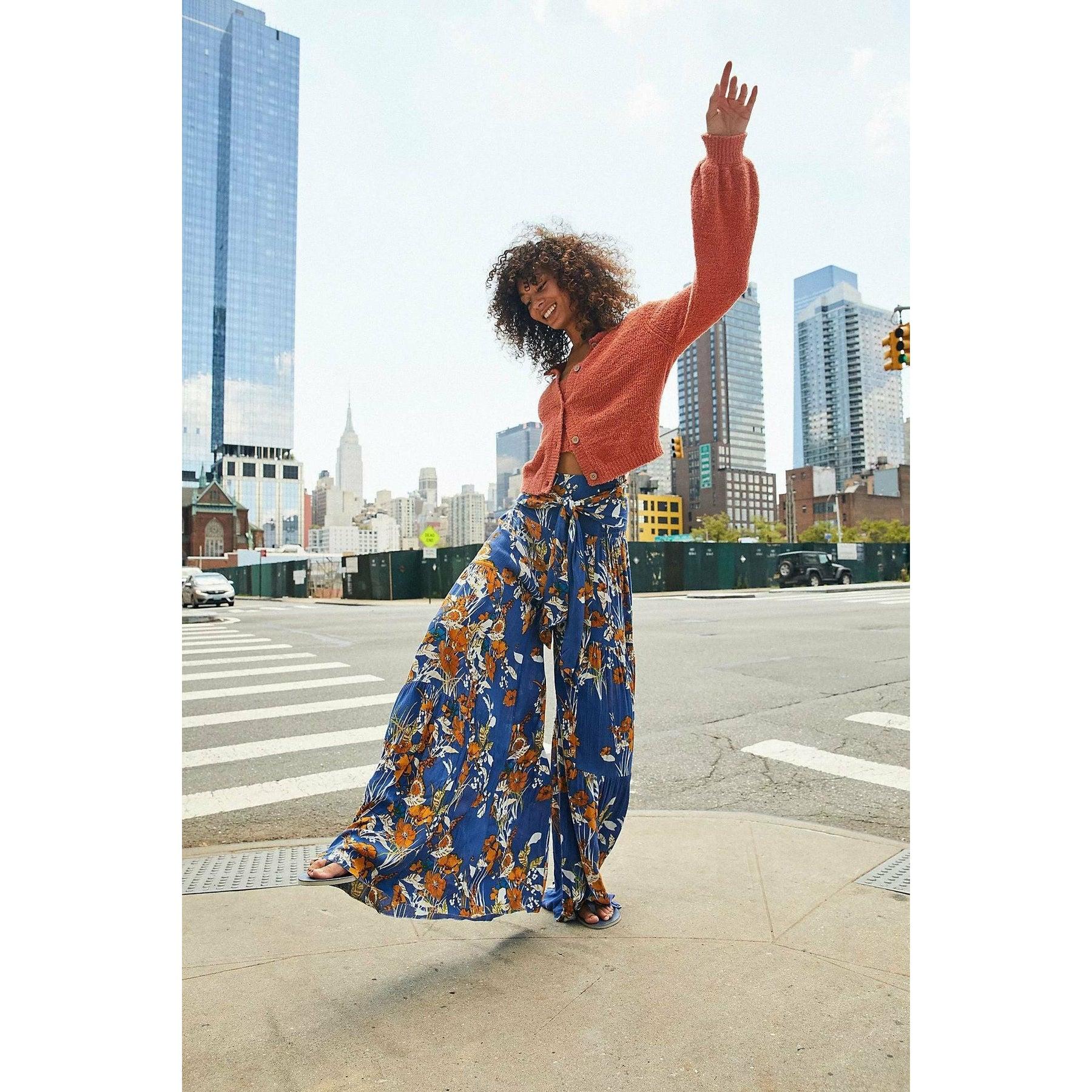 lace-up casual wide leg pants
