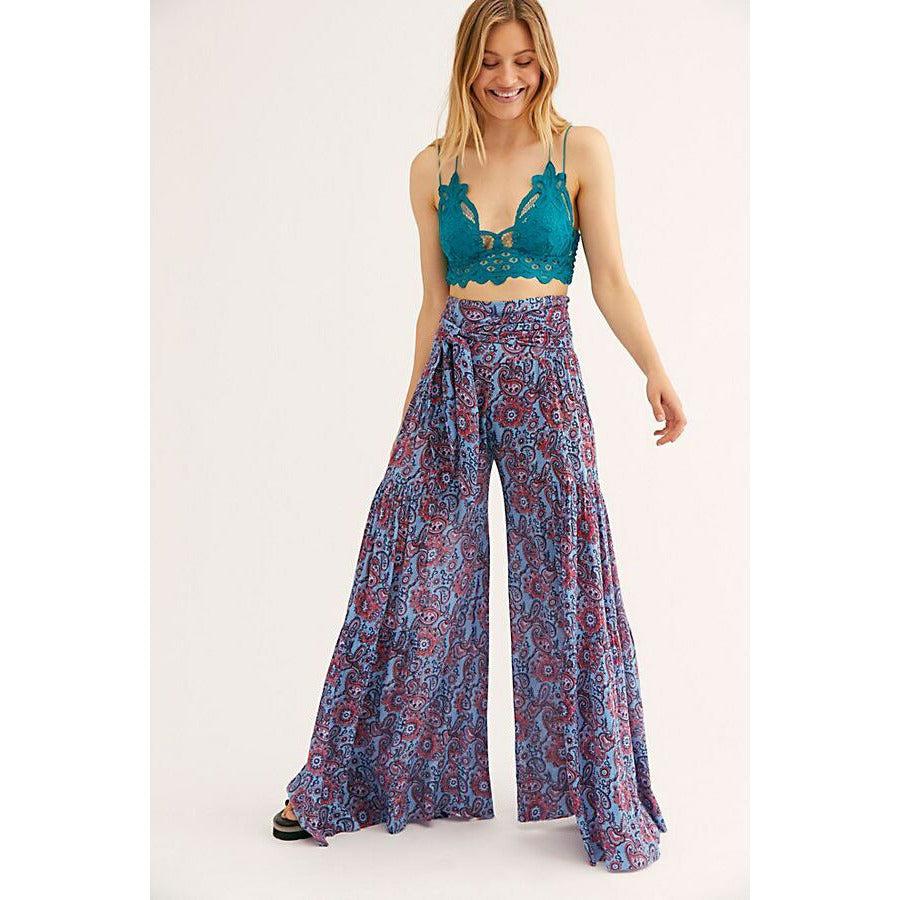 lace-up casual wide leg pants