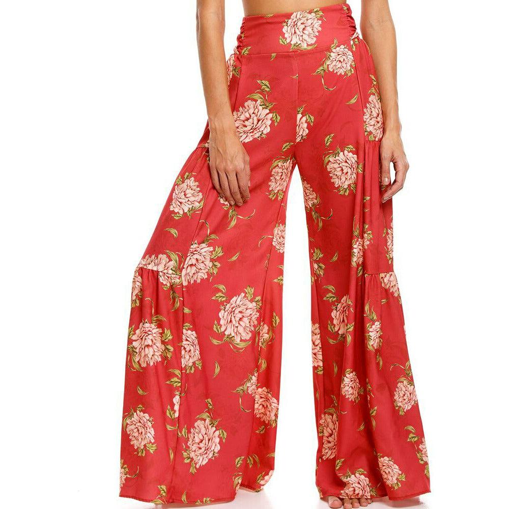 lace-up casual wide leg pants