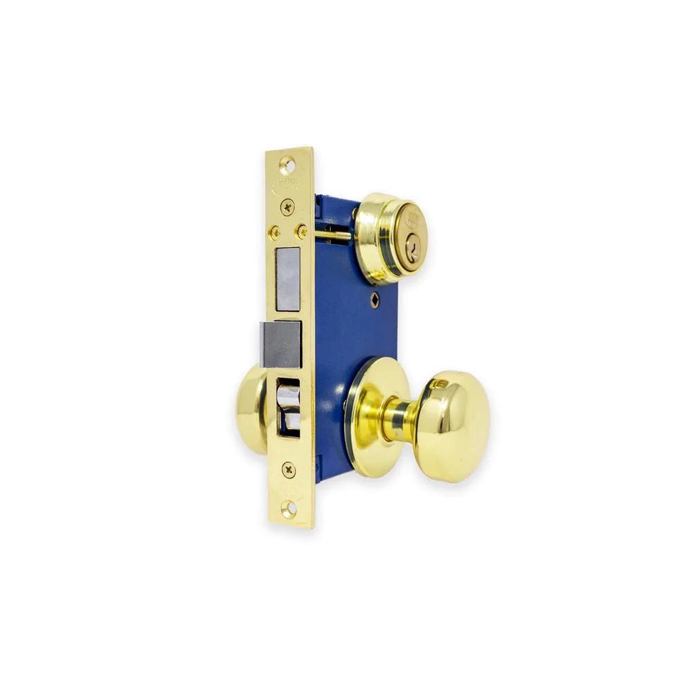 Brass Mortise Entry Gate Right Hand Door Lock Set with 2.5 in. Backset and 2 SC1 Keys