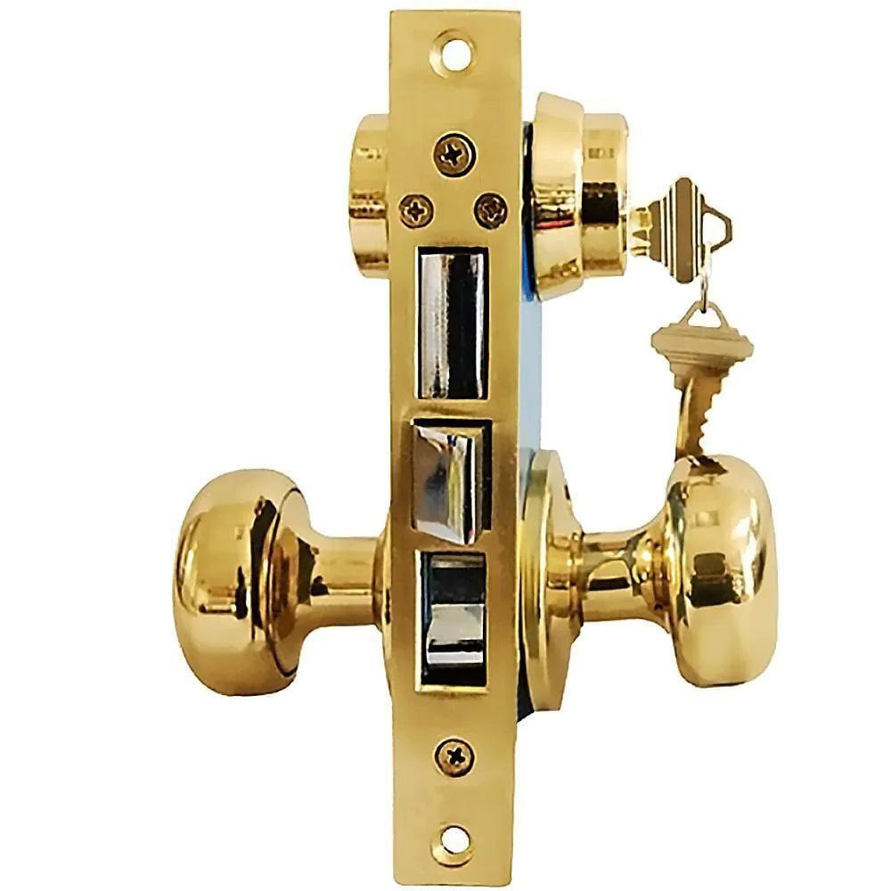 Brass Mortise Entry Gate Right Hand Door Lock Set with 2.5 in. Backset and 2 SC1 Keys