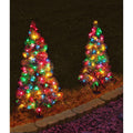 2 Pack - 3 ft. Tall Multi-Colored LED Lighted Pathway Christmas Trees - A/C Powered